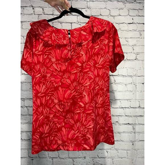 Banana Republic Women's Floral Short Sleeve Ruffle Blouse - Picture 6 of 8